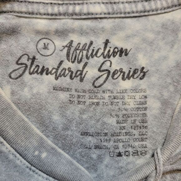Affliction Tee Womens Standard Supply Series Gray Bleach Wash Medium M T-shirt - Picture 6 of 8